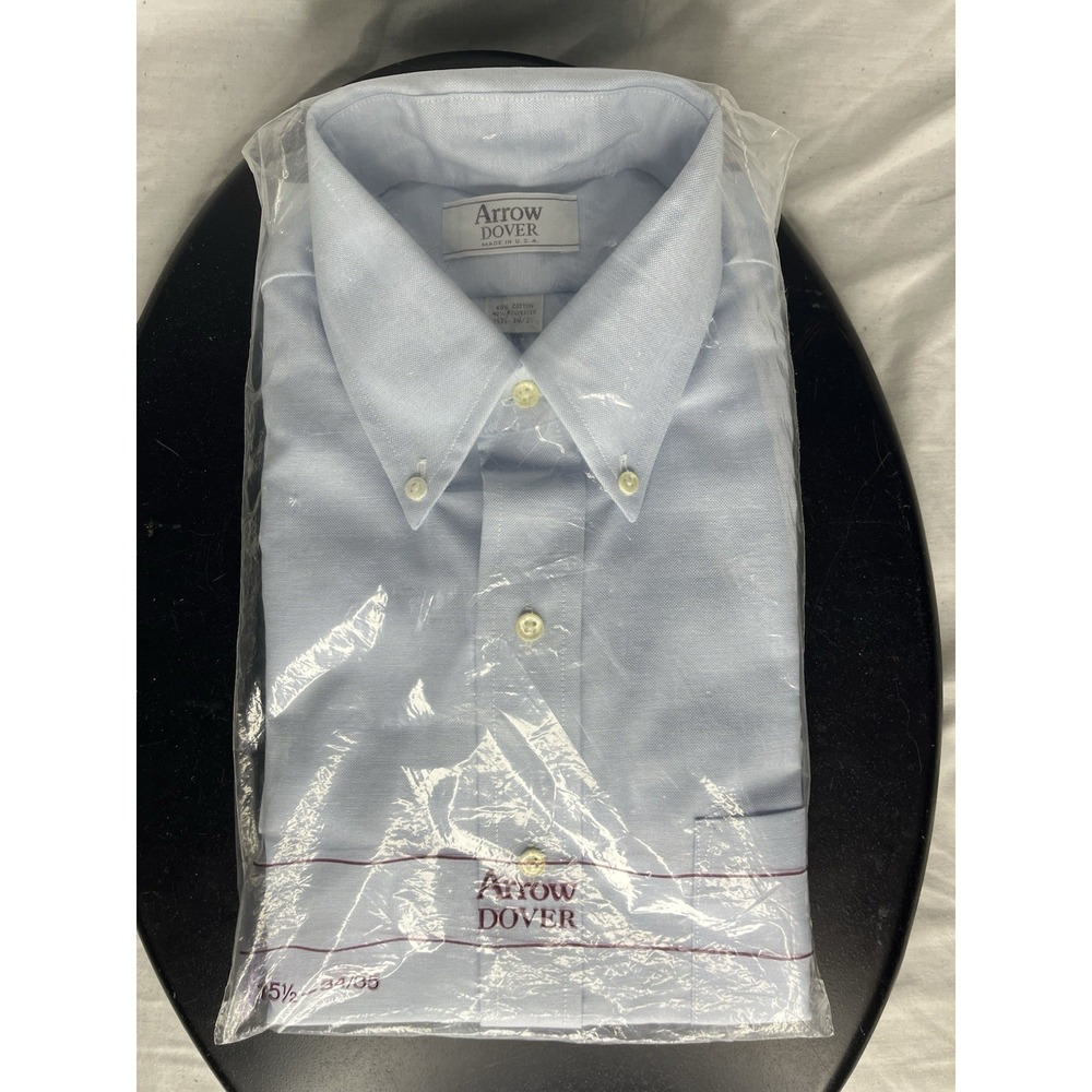 NWT Vintage Arrow Dover Oxford Dress Shirt Men's SZ 15.5 34/35 Blue Long Sleeve